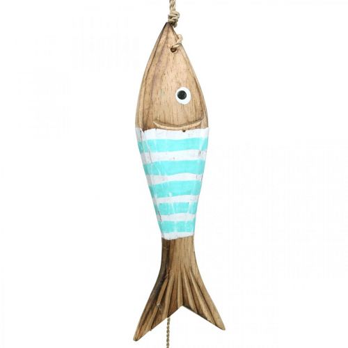 Floristik24 Maritime Deko Hänger Holzfische zum Hängen Türkis L123cm