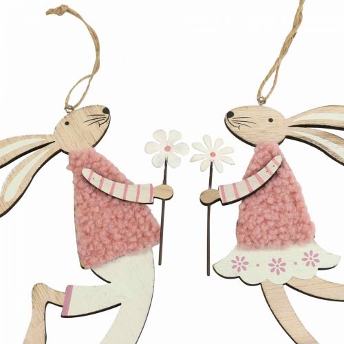 Artikel Wanddeko Osterhase zum Aufhängen Holz Rosa 14×19,5cm 4 St