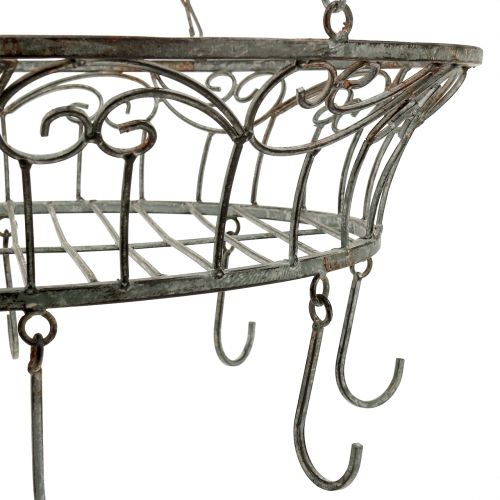 Floristik24 Metallkorb verziert zum Hängen 63cm Grau-Braun
