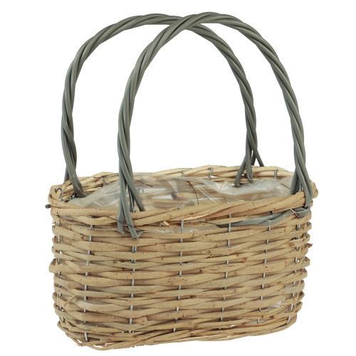 Floristik24 Weidenkorb Pflanztasche Korb Natur Grau 21x10x12cm