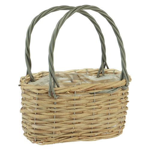 Floristik24 Weidenkorb Pflanztasche Korb Natur Grau 26,5x14x30cm