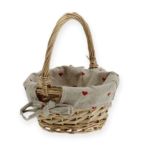 Floristik24 Weidenkorb rund mit Stoffeinlage 14 cm