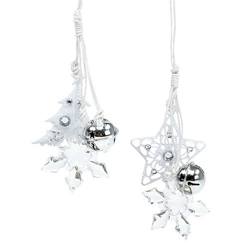 Deko Diamant Anhänger silber weiss 4,5cm Christbaumschmuck Weihnachtsdeko 10 St 
