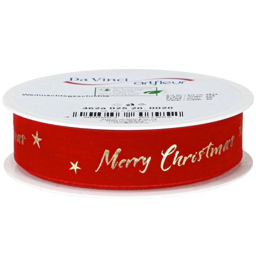 Artikel Weihnachtsband Rot Gold „Merry Christmas“ Band 25mm 20m