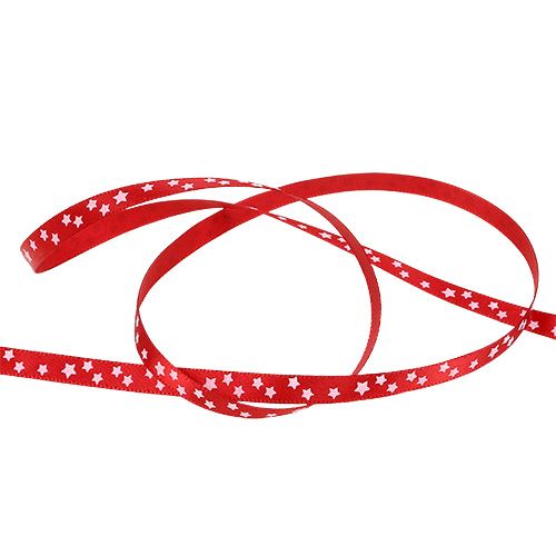 Artikel Weihnachtsband Rot mit Sternen 6mm 20m