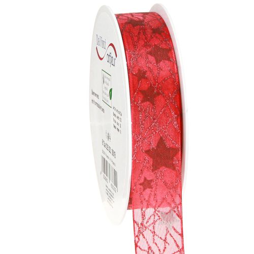 Artikel Weihnachtsband mit Sternen Rot und Dunkelrot 25mm 18m