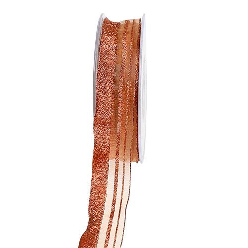 Floristik24 Weihnachtsband mit Streifen Kupfer 25mm 20m