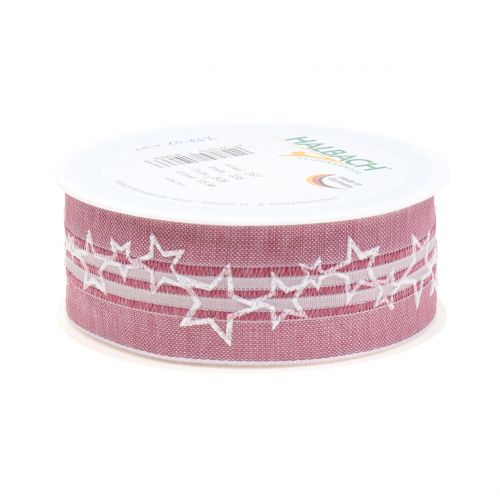 Floristik24 Weihnachtsband mit Stern Altrosa 35mm 15m