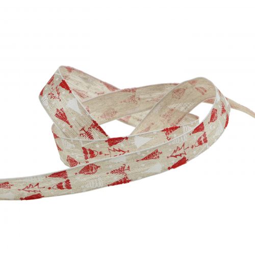 Floristik24 Weihnachtsband Christbaum Rot 25mm 15m