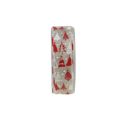 Floristik24 Weihnachtsband Christbaum Rot 25mm 15m
