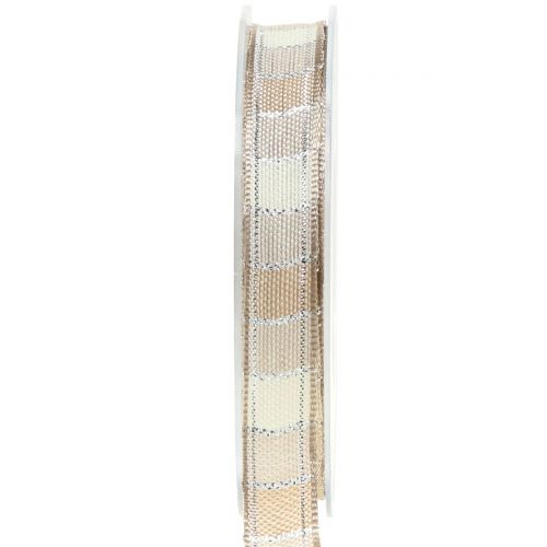 Floristik24 Weihnachtsband Creme 15mm 15m