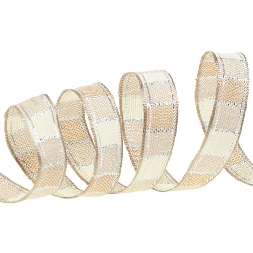 Floristik24 Weihnachtsband Creme 15mm 15m