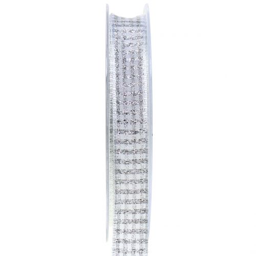 Floristik24 Weihnachtsband Karoband mit Glimmer Weiß 15mm 20m
