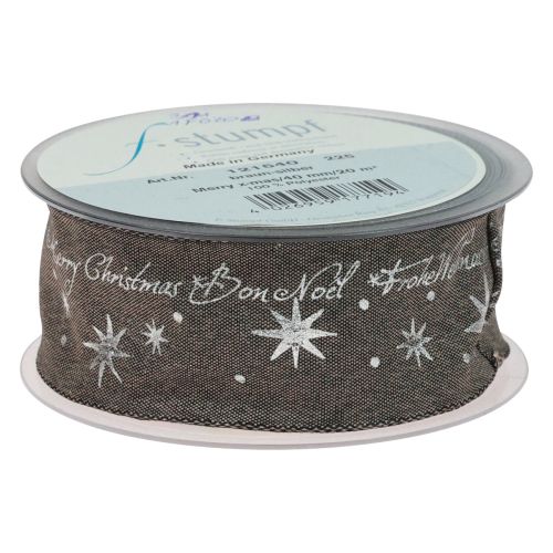 Floristik24 Weihnachtsband Geschenkband Weihnachten Braun 40mm 20m