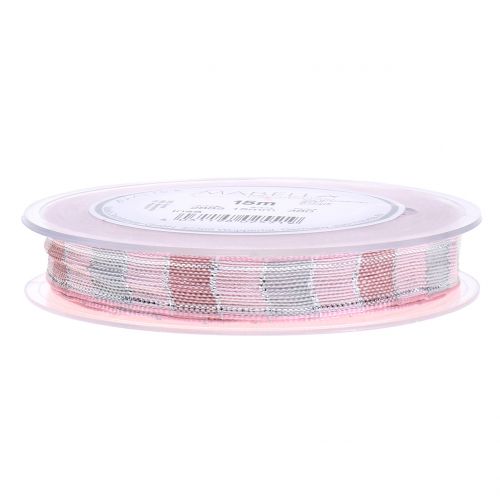 Floristik24 Weihnachtsband Rosa 15mm 15m