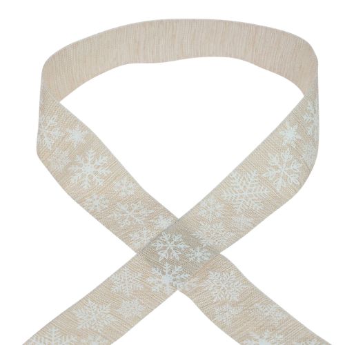 Artikel Weihnachtsband Schneeflocke Beige Geschenkband 35mm 15m