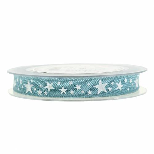 Floristik24 Juteband mit Sternmotiv Blau 15mm 15m