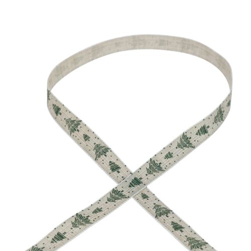 Floristik24 Weihnachtsband Tanne Geschenkband Natur Grün 15mm 20m