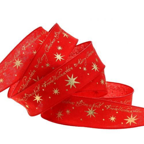 Floristik24 Weihnachtsband mit Spruch Rot 25mm 20m