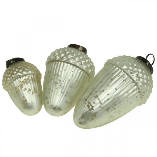 Floristik24 Weihnachtsbaumschmuck Eichel Glas Hellgrün 11-14,5cm 3er-Set