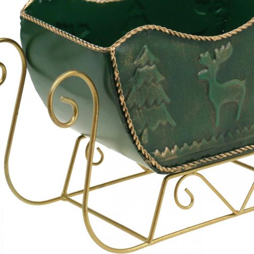 Artikel Weihnachtsdeko Deko Schlitten Weihnachtsschlitten Grün/Gold 30×12,5×20cm