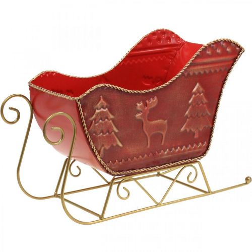 Floristik24 Weihnachtsdeko Deko Schlitten Weihnachtsschlitten Rot/Gold 30×12,5×20cm