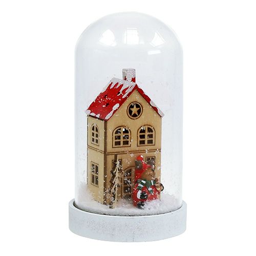 Floristik24 Weihnachtsdeko Haus mit Glasglocke Ø9cm H16,5cm