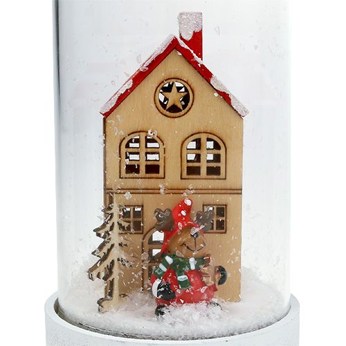 Artikel Weihnachtsdeko Haus mit Glasglocke Ø9cm H16,5cm