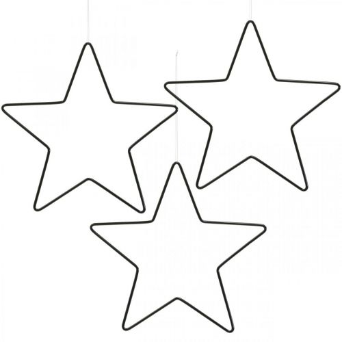 Floristik24 Weihnachtsdeko Metallstern Schwarz Stern Anhänger 15cm 6 St
