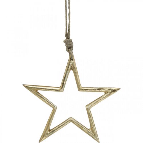 Weihnachtsdeko Stern, Adventsdeko, Stern Anhänger Golden B15,5cm