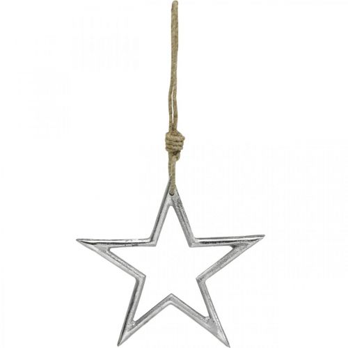 Floristik24 Weihnachtsdeko Stern, Adventsdeko, Stern Anhänger Silbern B15,5cm