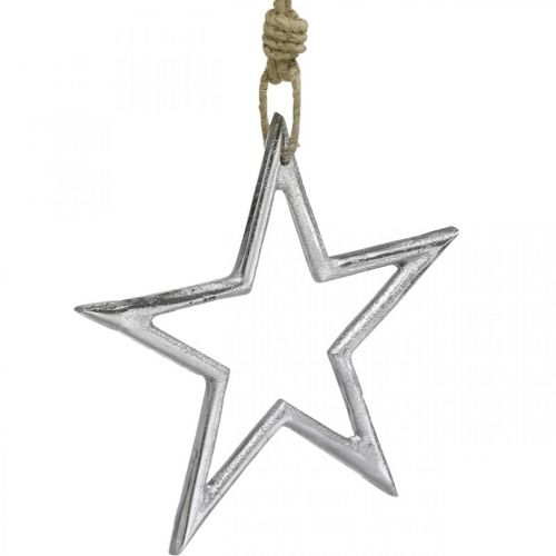 Floristik24 Weihnachtsdeko Stern, Adventsdeko, Stern Anhänger Silbern B15,5cm