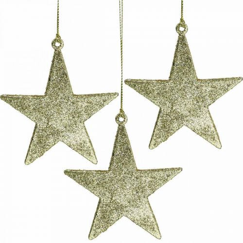 Floristik24 Weihnachtsdeko Stern Anhänger Golden Glitter 10cm 12St