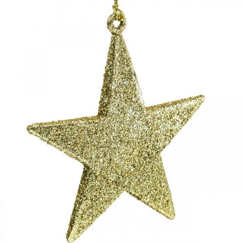 Floristik24 Weihnachtsdeko Stern Anhänger Golden Glitter 10cm 12St