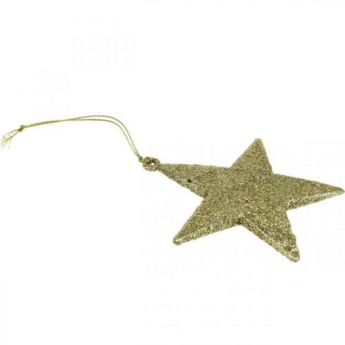 Floristik24 Weihnachtsdeko Stern Anhänger Golden Glitter 10cm 12St