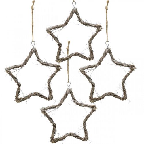 Artikel Weihnachtsdeko Stern Ulme Sterne zum Aufhängen Weiß gewaschen 20cm 4St
