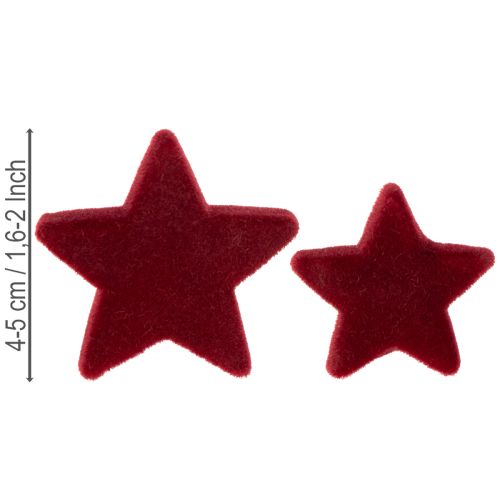 Weihnachtsdeko Sterne aus Kunststoff in Bordeaux, beflockt, Ø 4–5 cm, 40 Stück | Floristik24.at