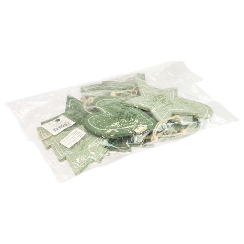 Artikel Weihnachtsdeko Filz Dekohänger „Frohes Fest“ Grün 13cm 12St