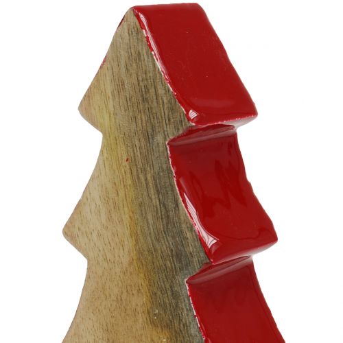 Artikel Weihnachtsdeko Tannenbaum Holz Rot, Natur 28cm