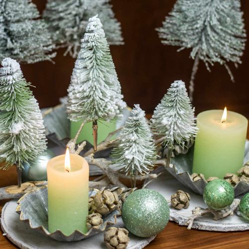 Floristik24 Weihnachtsdeko Tannenbaum beschneit Klammer Grün H13/19cm 4 St