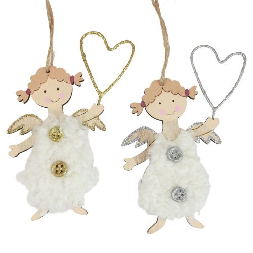 Floristik24 Weihnachtsengel mit Herz Christbaumschmuck Holz 14,5cm 8 St
