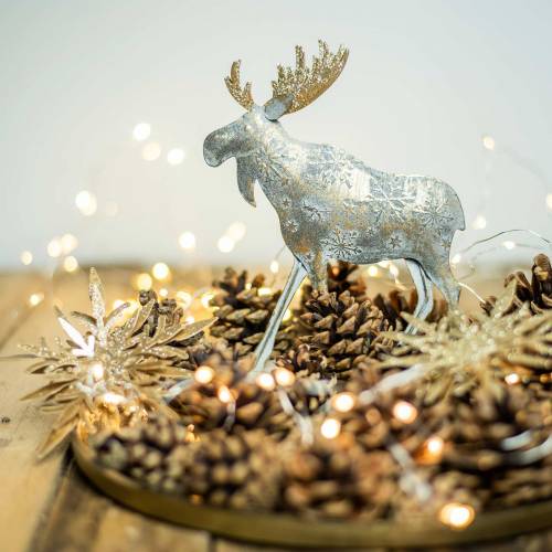 Floristik24.at Weihnachtsfigur Elch Metall Antik-Optik Golden 21×14,5cm-69657