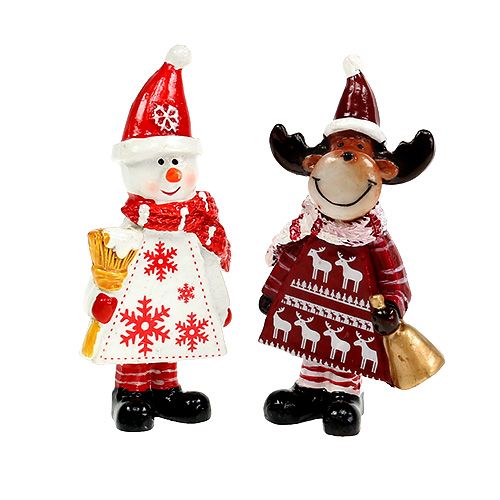 Floristik24 Weihnachtsfiguren Elch, Schneemann sort. 9cm 2St