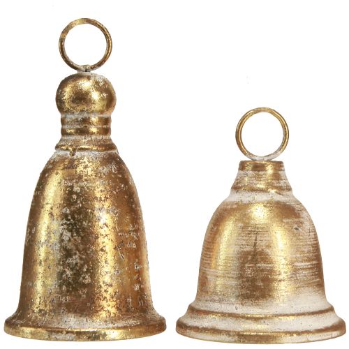 Floristik24 Weihnachtsglocke Glocke Gold Antik-Optik H13/18cm 2St