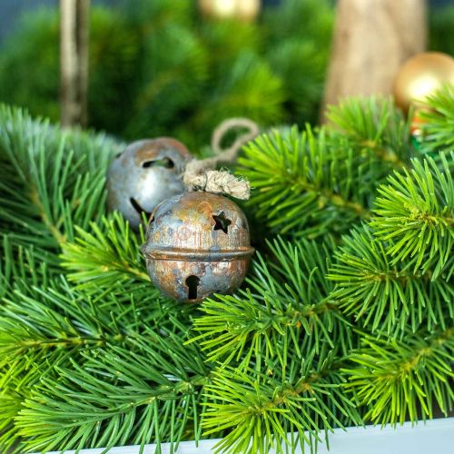 Floristik24 Weihnachtsglöckchen, Schellen mit Sternen, Adventsdeko Metall Antik-Optik H5,5cm Ø5cm 4St