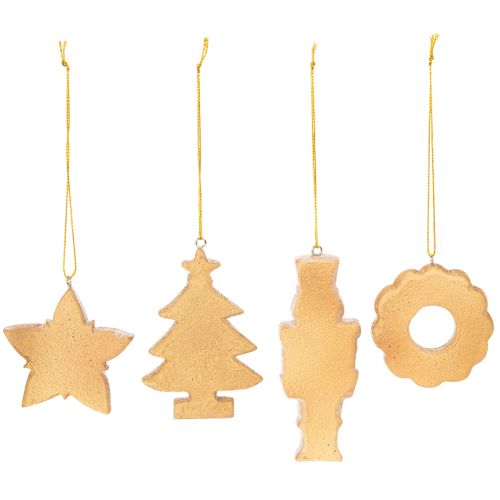 Weihnachtsanhänger Lebkuchen-Optik Kunststoff 6cm 4-teilig | Floristik24.at