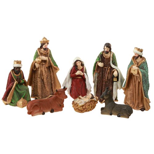Weihnachtskrippe Figuren Set Handbemalt Polyresin 8-20cm 8 St