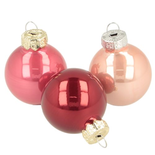 Weihnachtskugeln Glas glänzend Rosa Rot 3cm 22 Stück bestellen | Floristik24.at