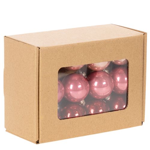 Weihnachtskugeln Glas glänzend Rosa Rot 3cm 22 Stück | Floristik24.at