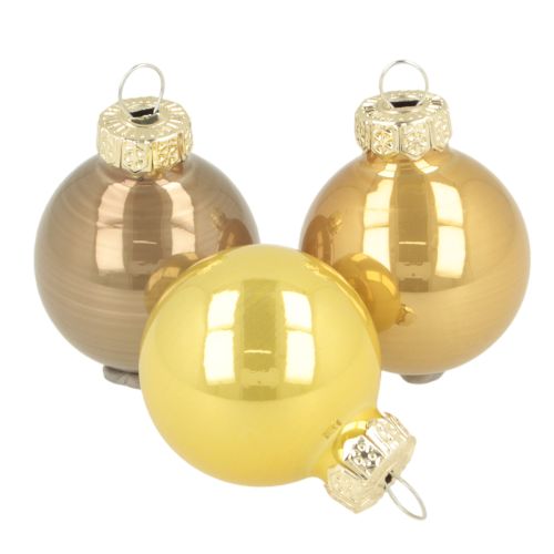 Mini-Christbaumkugeln aus Glas glänzend 3 cm Kupferbraun Orange Goldgelb 22 Stück